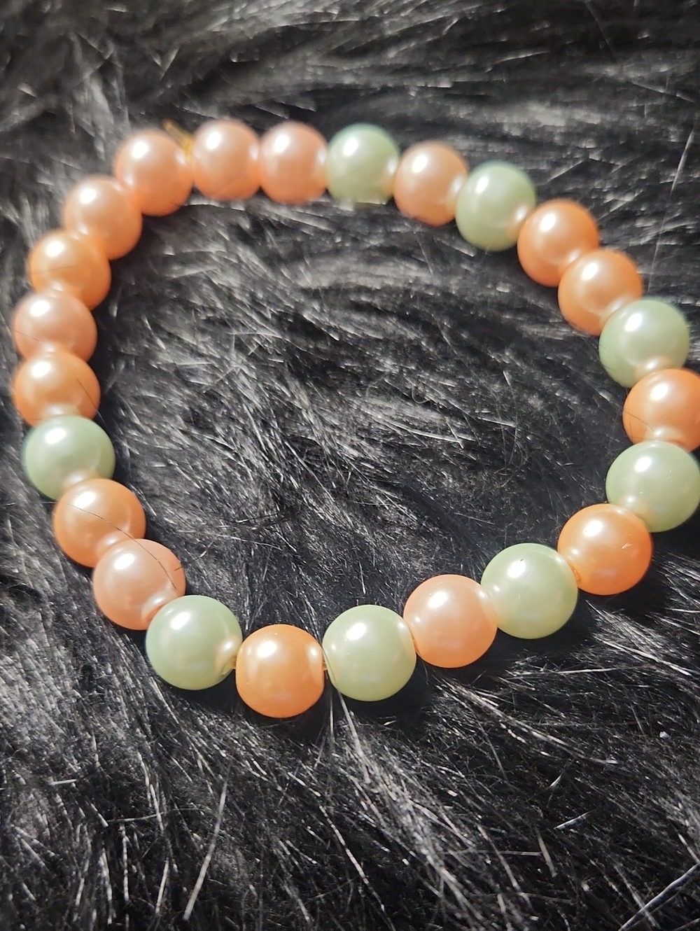 Peach & Mint Beaded Stretch Bracelet - Women Jewelry